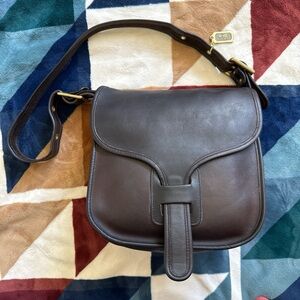 Vintage Coach Courier Dark Brown Leather Bag